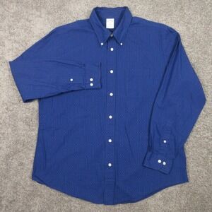 Brooks Brothers Shirt Mens XL Blue Geometric Regent Cotton Casual Button Up 1818